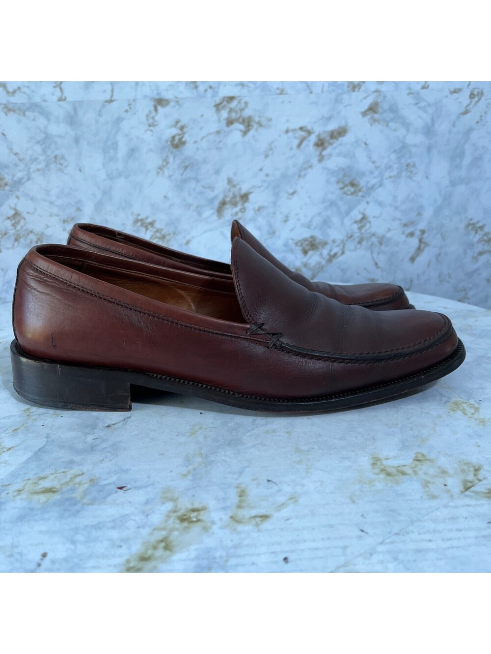 John Varvatos Italy Men's Size 10 Dress Shoes Brown Leather Moc Toe Loafers